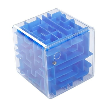 wowotier Cube 3D Maze Puzzle Brain Teasers Games, Gravity 3D Maze Ball 4 Inches Puzzle Toy, Maze Puzzle Cube Ball Sphere Educational Toys for Students Teens Adults (Blue)