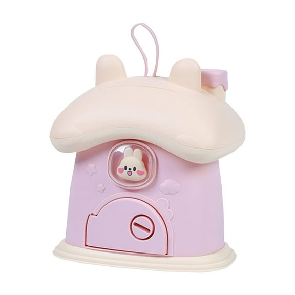 wowotier Cute Rabbit Shape House Piggy Bank for Boys Girls - Kawaii Money Bank Table Decor, Large Coin Bank with Key Kawaii House Coin Saving Jar for Room Decor, Pink