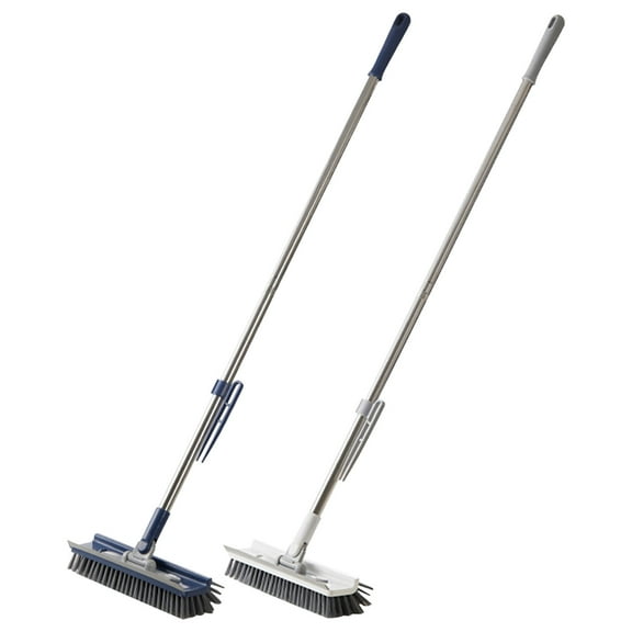 wowotier Floor Scrub Brush with Long Handle, 3 in 1 Scrape and Heavy-Duty Stiff Bristle Scrubber Brush for Cleaning Shower Bathroom, Patio, Garage, Kitchen, Wall and Deck