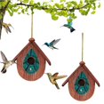 thumbnail image 1 of wowotier Hanging Bird Houses for Outside Wooden Birdhouses, Colorful Bird House for Garden Patio Decorations, Waterproof Bird House with Iron Hanging Chain, Gift for Bird Lovers, 1 of 6