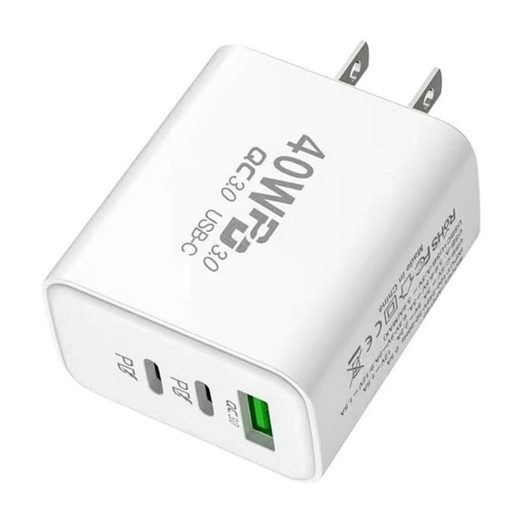 wowotier USB C Charger Block, 40W 2-Port Multiple Type C Fast Charging Phone Charger Brick +QC 3.0 USB A Wall Plug Out let Multiport Box Cube for Phone 15/14/13/12/11 Pro Max, White