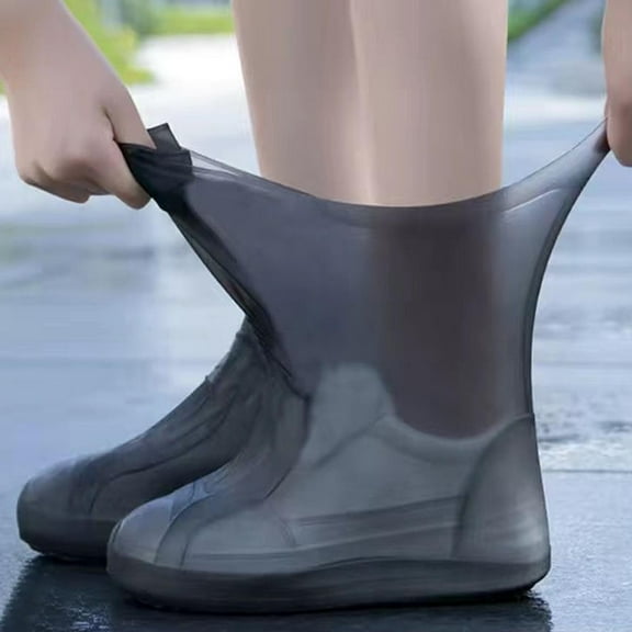 wowotier Waterproof Silicone Shoe Covers for Rain, Reusable Non Slip Rubber Rain Shoe Cover, Cycling Shoe Protectors for Outdoor with Non-slip Sole Apply to Men, Women, Kids (Black)