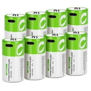 Wowpower Rechargeable C General Purpose Batteries, New 8 Count, 8 Pack with 4-in-1 USB-C Charging Cable