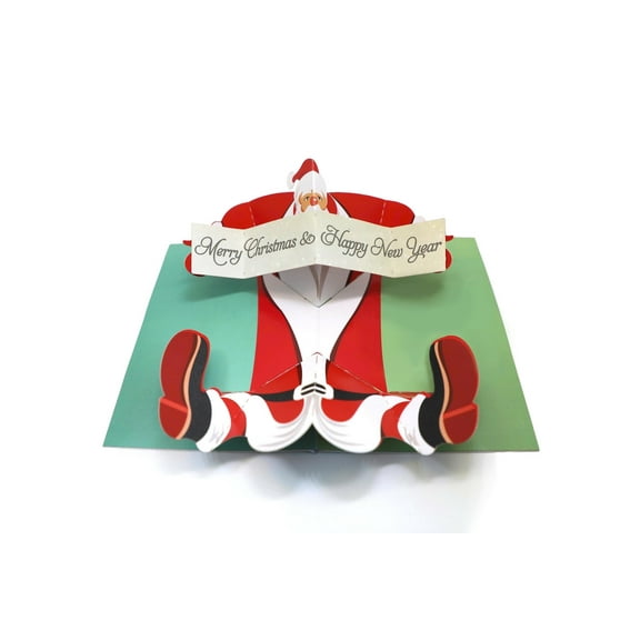Santa Claus Lying Down 3D Pop Up Greeting Card Handmade Laser Cut Christmas Holiday