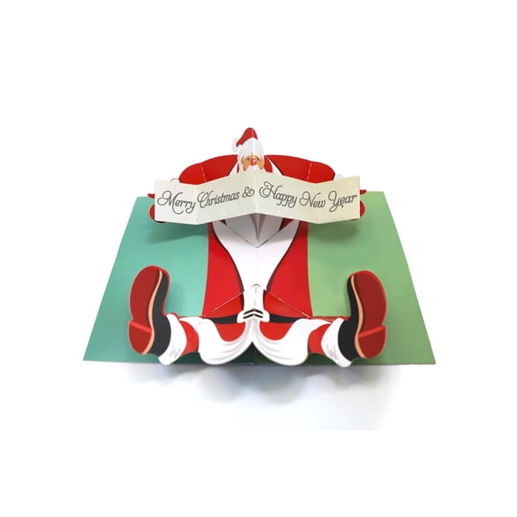 Santa Claus Lying Down 3D Pop Up Greeting Card Handmade Laser Cut Christmas Holiday
