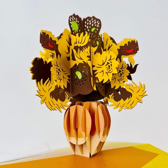 Sunflowers by Van Gogh 3D Pop Up Greeting Card For Valentine's Day, Mother's Day, Birthday, Thank You, Love, Thinking of You, All Occasion or Just Because | 5" x 7" Includes Envelope and Note