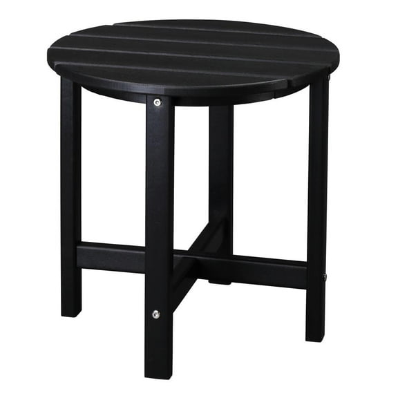 wqmh 46*46*46CM Outdoor Patio Side Table, Pool Composite Patio Table, HDPE End Tables for Backyard, Pool, Indoor Companion Round, Black