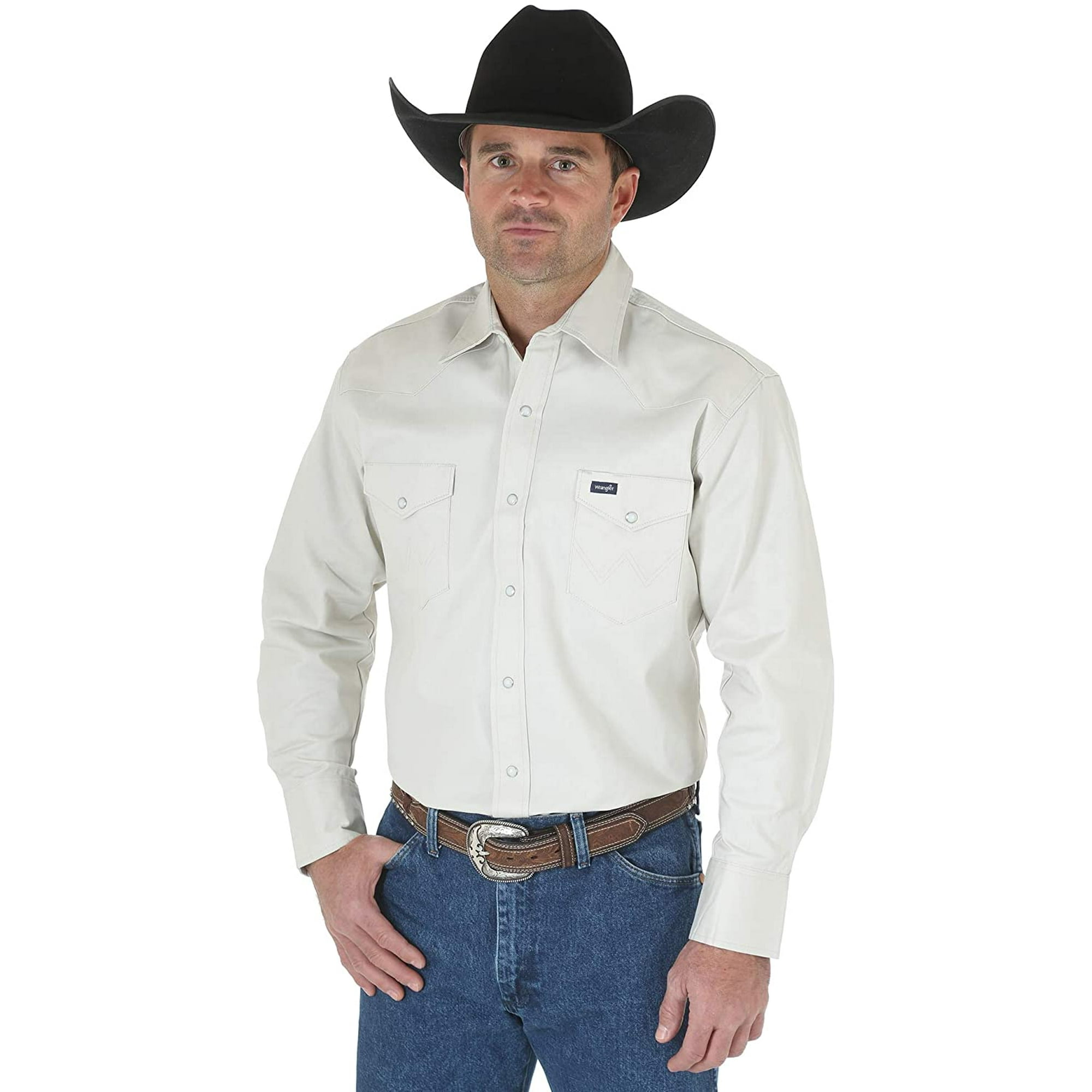 Cowboy Cut® Firm Finish Long Sleeve Western Snap Solid Work Shirt in  Chambray Blue