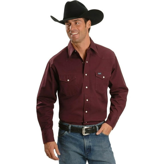wrangler men's big & tall western work shirt firm finish, red oxide xx-large tall