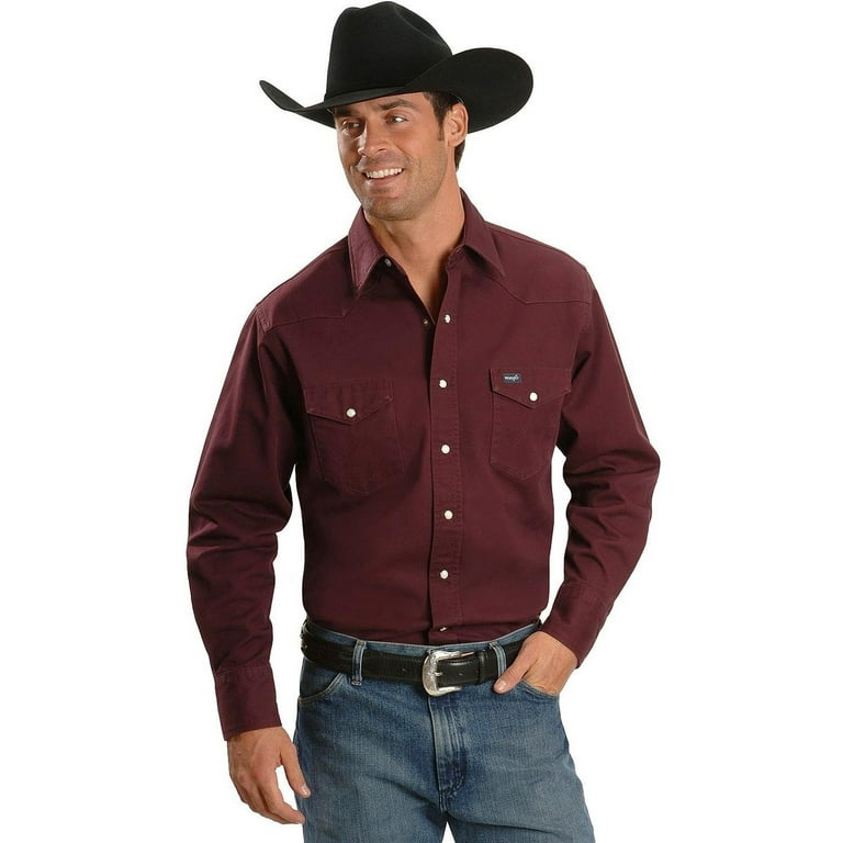 wrangler men's big & tall western work shirt firm finish, red oxide xx-large  tall 