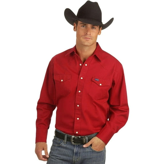 wrangler men's big & tall western work shirt firm finish, red xx-large tall