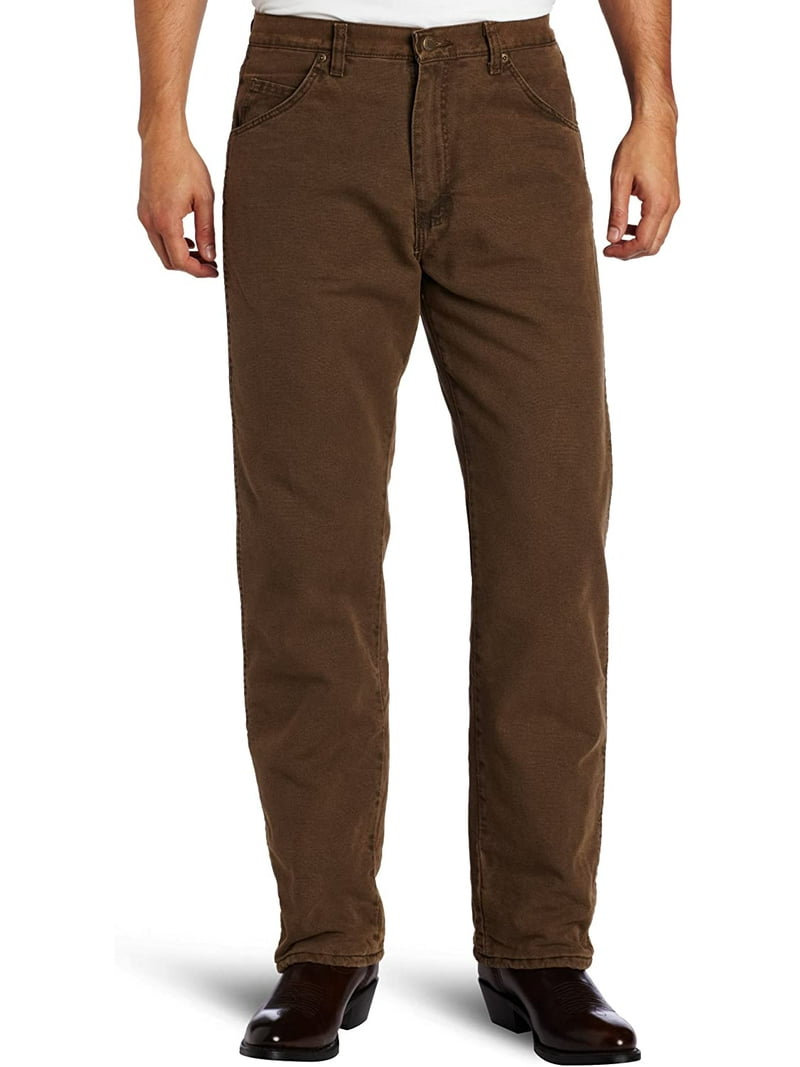 wrangler men's jeans rugged wear relaxed fit flannel lined
