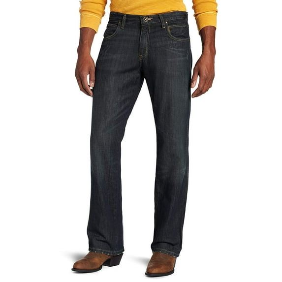 wrangler men's retro relaxed fit boot cut jean, worn black, 34w x 34l