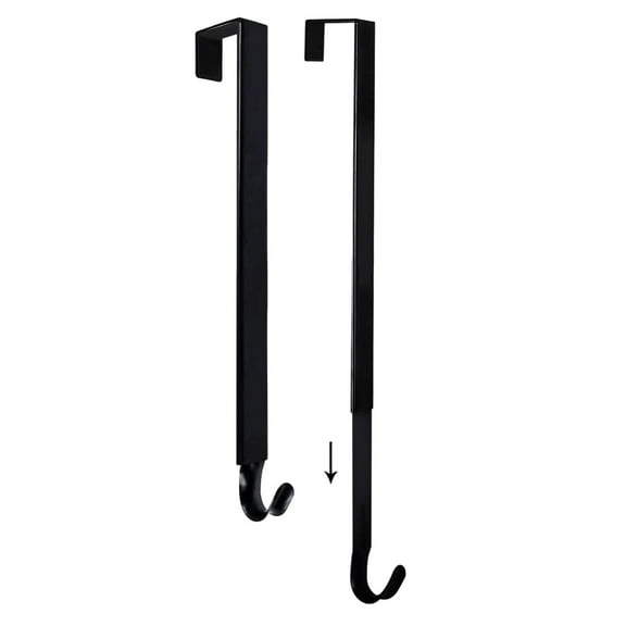 Behome 2 Pack Wreath Hanger, Adjustable Metal Wreath Hook Holder for Front Door Decor from 15.5"-26", Inside-Outside Over The Door Hooks Organizer Home Decor