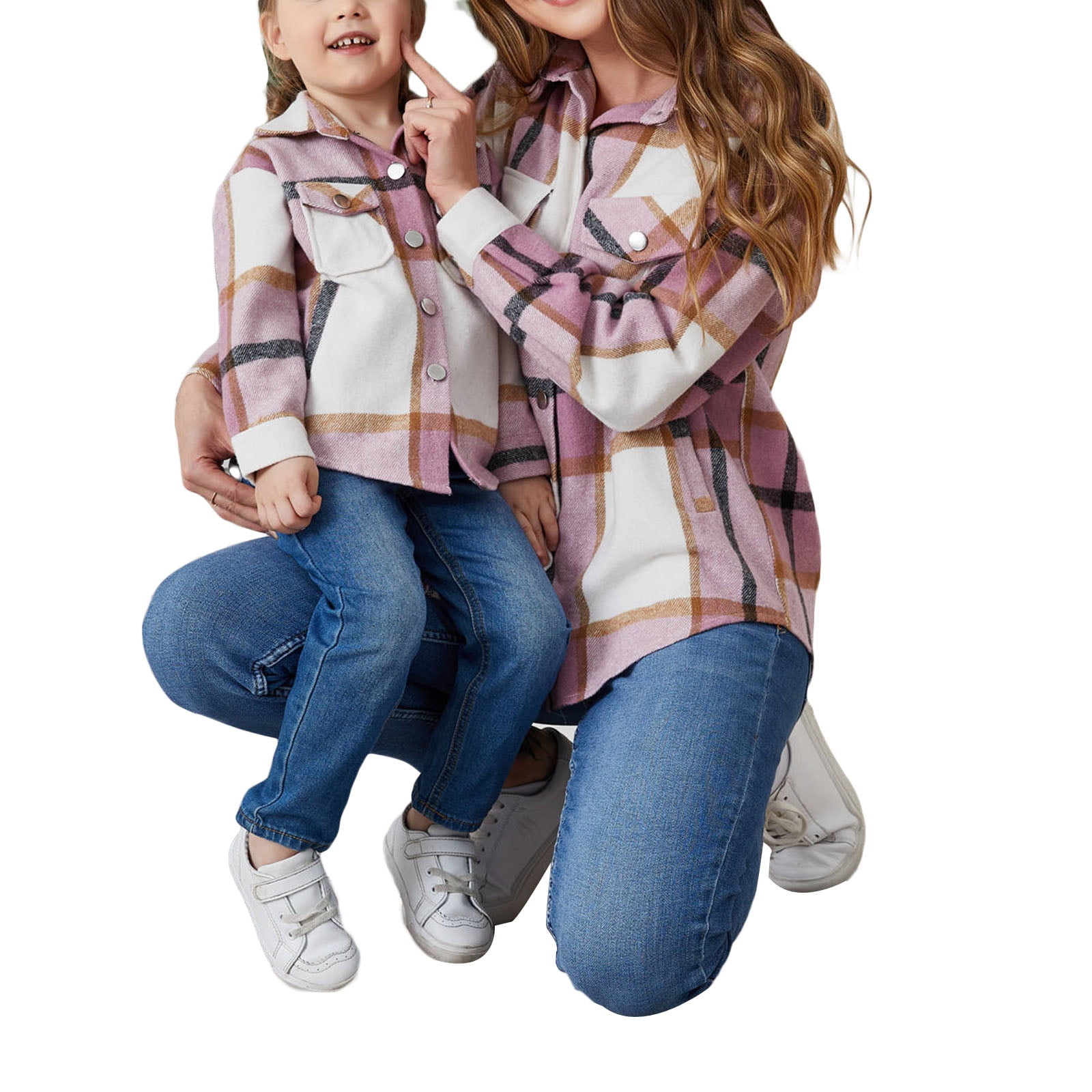 Mom and daughter hot sale matching plaid shirts