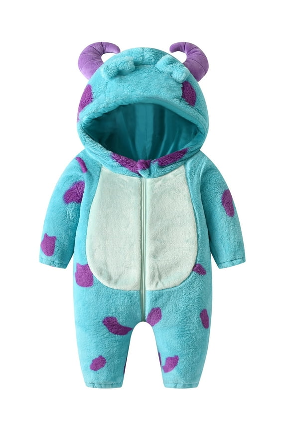 Newborn Baby Boys's Girls's Stitch Flannel Zipper Warm Hooded Romper Jumpsuit Outfits