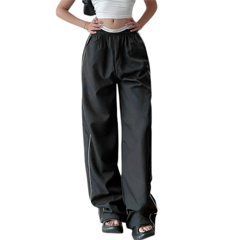 Cargo Pants Women Wide Leg Parachute Baggy Elastic Pants Fashion Y2K Teen Girls  Pants Low Waisted Relaxed Fit Pants