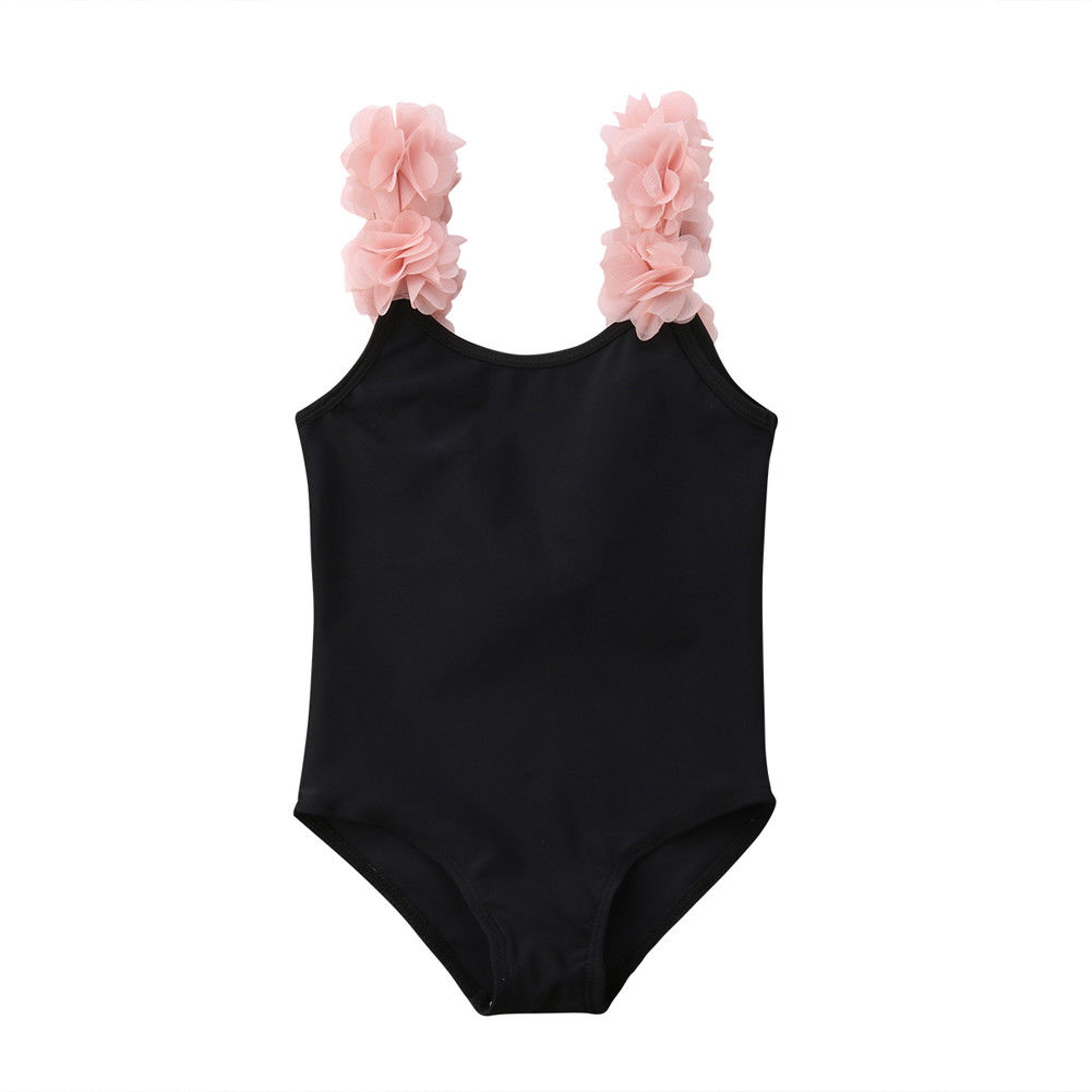 wsevypo Toddler Baby Girl Flower Shoulder Strap Backless One Piece Swimsuit UPF 50+ Sun