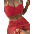 thumbnail image 1 of ESASSALY Women Bikini Set Pearl Bra + Briefs + Drawstring Mini Skirt, 1 of 5