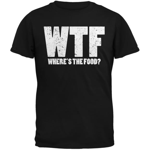 wtf (where's the food?) black adult t-shirt