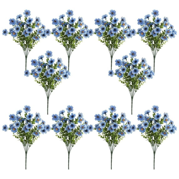 wtgtog 10-Pack Artificial Viola Flowers With Pinetree, lifelike decorative plants violet stems, low maintenance versatile for home decor weddings adding sophistication