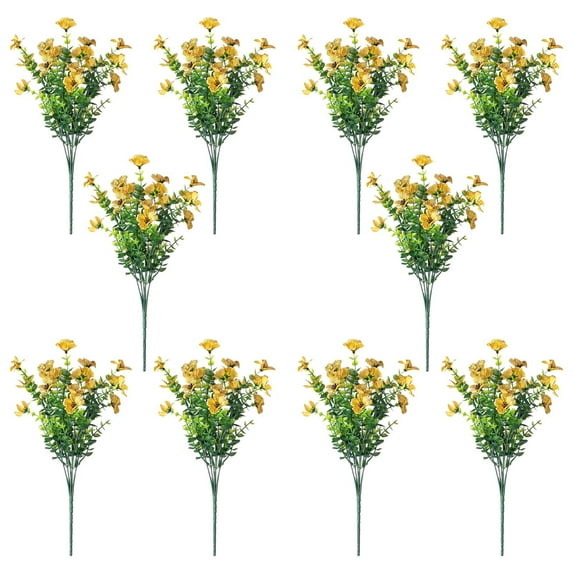 wtgtog 10-Pack Artificial Viola Flowers With Pinetree, lifelike decorative plants violet stems, low maintenance versatile for home decor weddings adding sophistication
