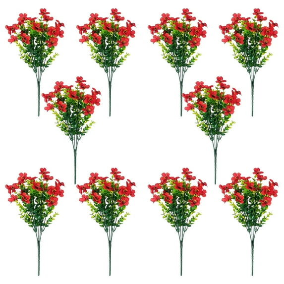 wtgtog 10-Pack Artificial Viola Flowers With Pinetree, lifelike decorative plants violet stems, low maintenance versatile for home decor weddings adding sophistication