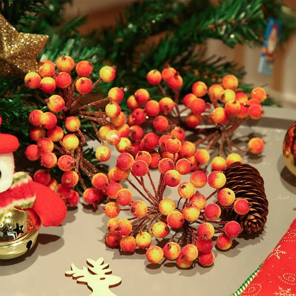 wtgtog Artificial Frosted Holly Berries, Mini Christmas Fruit Decor, Foam Material Realistic Design, Versatile Festive, For Tree Wreath Decor