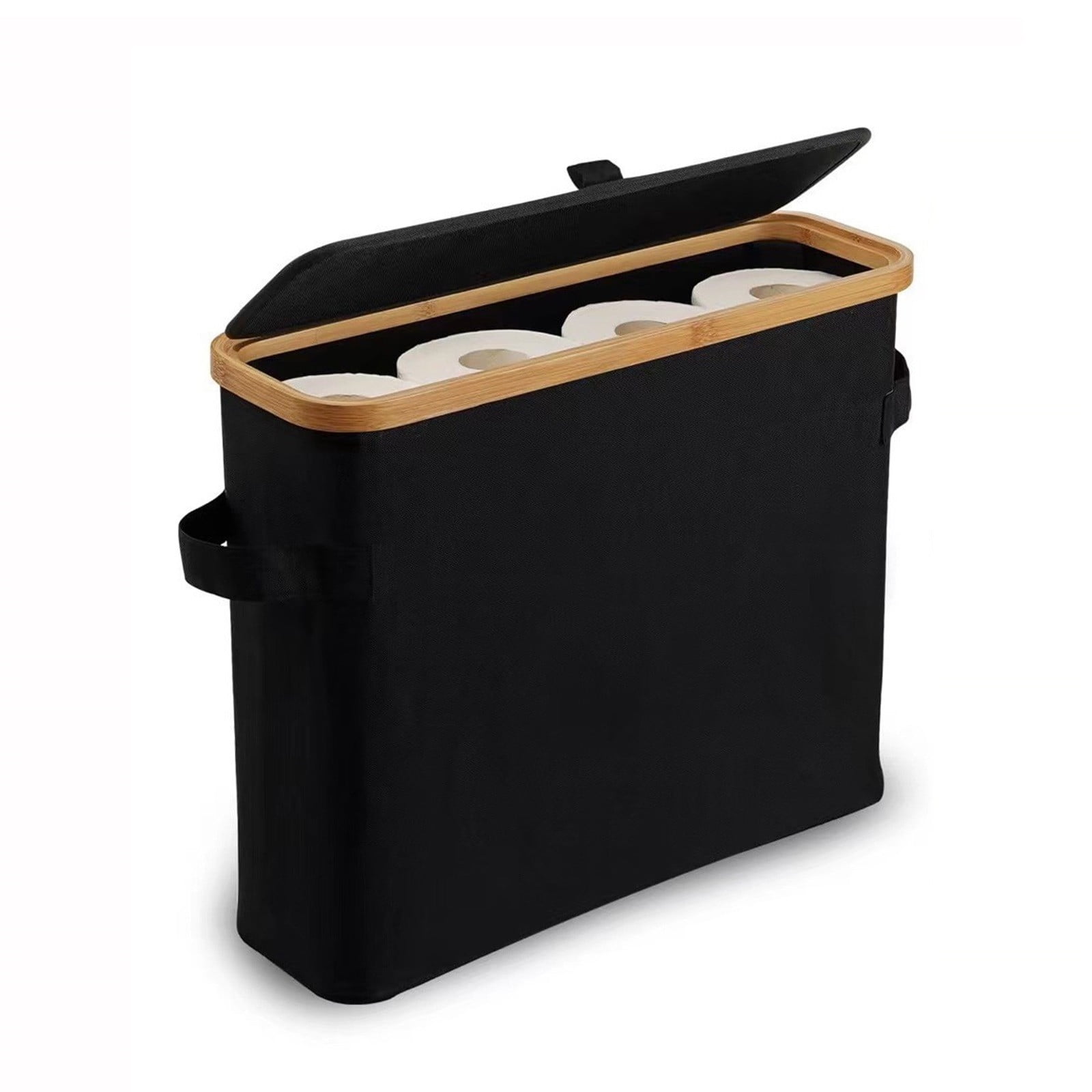 wtgtog Back to School Supplies Bathroom Tissue Basket Fabric Storage Basket With Visible For Bath Accessories Class Supply List Black