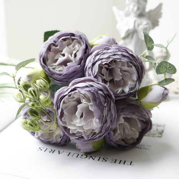 wtgtog Beautiful Artificial Silk Peonies, 5-Head Fake Flowers for Wedding Valentines Bouquet and Bridal Decor, Versatile for Home Vases and Centerpieces, Vibrant and Lifelike Design
