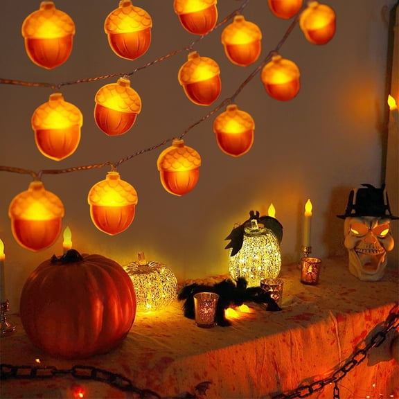 wtgtog LED Pumpkin Maple Leaf Light String, 20 LED Thanksgiving Lantern, Plastic Material Battery Powered, Flexible Design Easy To Hang, For Indoor Outdoor Holiday Decor
