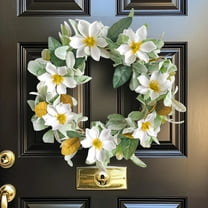 wtgtog Magnolia Flower Wreath with Dead Branches, Spring Festival Home Decoration for Door and Courtyard Wall Hanging, Plastic Material Durable Fade-Resistant, Versatile for Indoor Outdoor Use