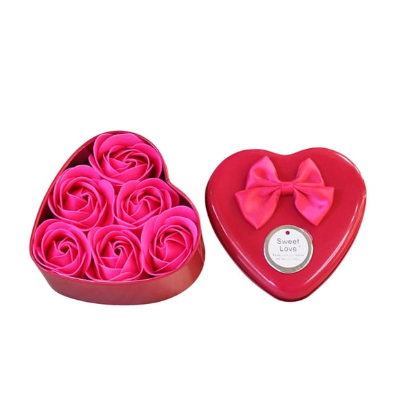 wtgtog Rose Scented Soap Flowers, 6Pcs Artificial Flowers in Heart Gift Box, Wedding and Home Decor, Romantic Bath and Room Decoration, Thoughtful Gift for Special Occasions