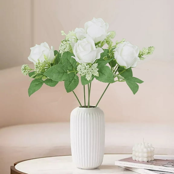 wtgtog Simulated Rose Bouquet with Small Handlebars, silk cloth home decoration flowers, includes dahlias hydrangea foliage, ideal for wedding party home garden decoration, realistic design