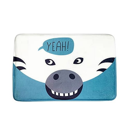 wunderlin Green Bathroom Rug Soft-Microfiber Non Slip Bathroom Rug Cute Bath Rugs Water Absorbent Machine Washable Tropical Bathroom Decor, Decor Bath Mats for Bath Floor and Tub (Smile Zebra, 16x24)
