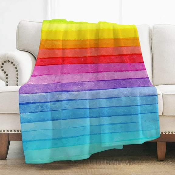wuyei Rainbow Throw Blanket Gifts for Women Girls, Colorful Decor for Couch Bed Sofa Travelling Camping, Birthday Christmas Soft Cozy Lightweight Blankets for Kids Adults 50"x60"