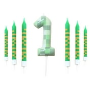 wuyuhangppo 7 Pieces Digital Cake Candle Decoration Minecraft Theme Green, Wishing Candle Kids Birthday Party, Digital Cake Candle Decoratio