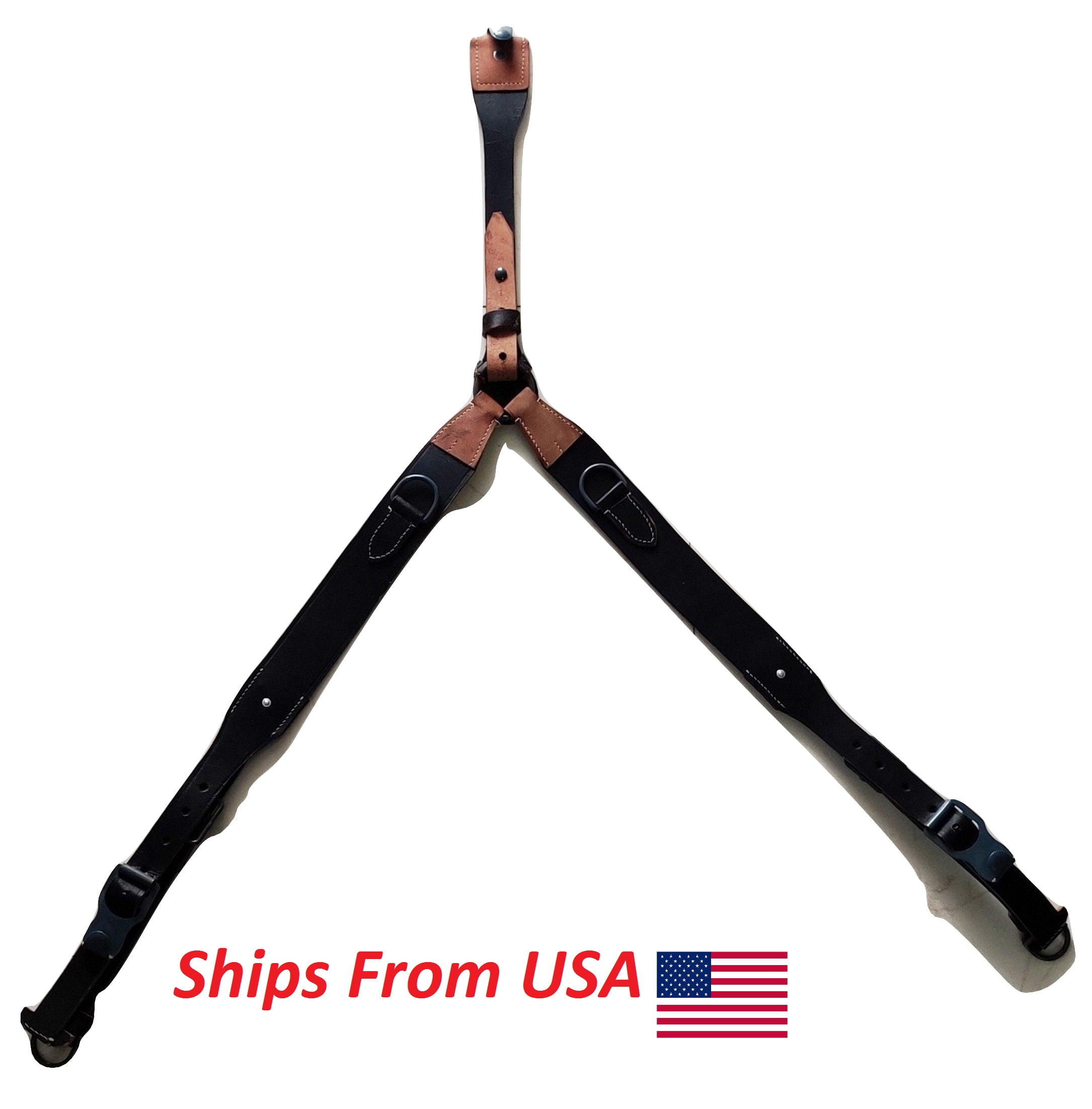 ww1 ww2 German Black Leather Y Straps Suspender WWII WWI German