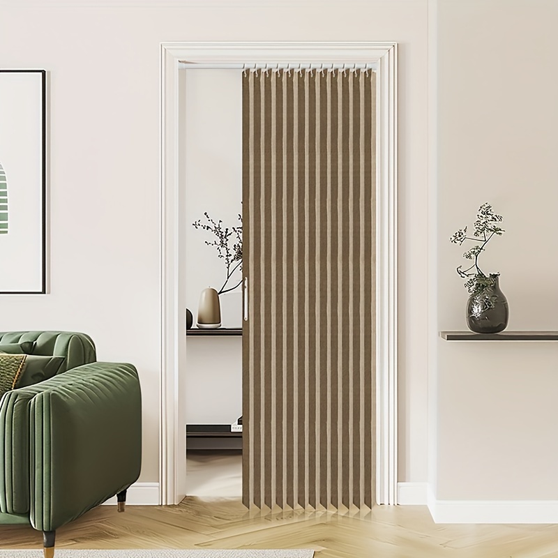 wwbo 1pc Traditional Pleated Blackout Door Curtain  Vertical Blinds Folding Panel  High-Temperature With Hanging Rings  Ideal For Bathroom Door Partition