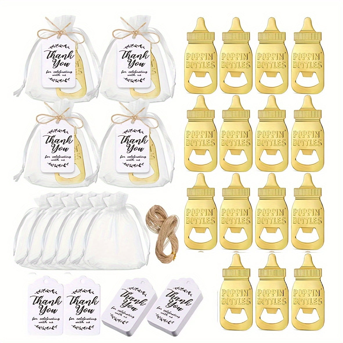 60-Pack Baby Shower Favors - Acrylic Shot Glasses With Thank You Cards & Organza Bags (Boy Theme)
