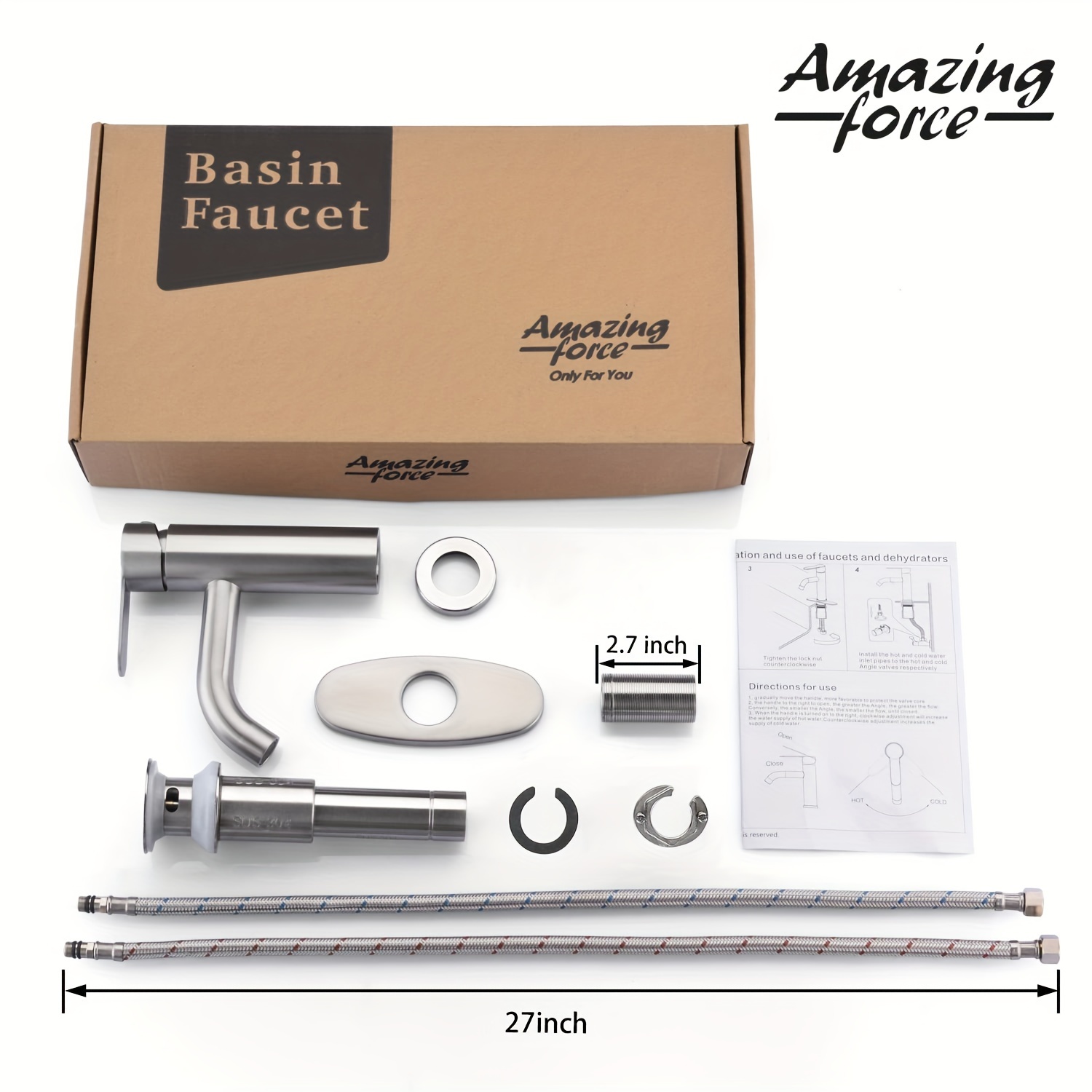 wwbo Bathroom Faucet  Single Handle Bathroom Faucet with Pop Up Drain and Deck Plate  Bathroom Faucet 1 Or 3 Hole  Vanity Faucet Sink Drain  Grifo para Lavamanos Baño  Brushed Nickel