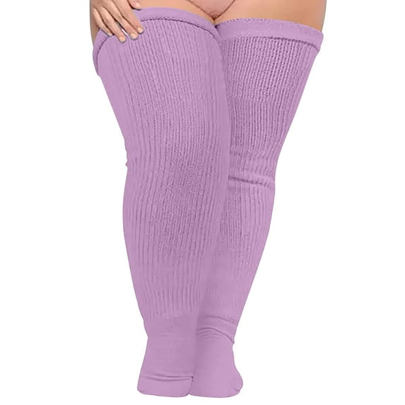 wxqfashion Socks for Women Women Plus Size Over Knee Cotton Socks Extra Long Thick Thigh High Warm Soft Casual Stockings