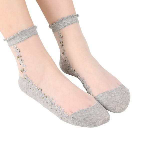 wxqfashion Socks for Women Women Solid Basic Crystal Sheer Socks Lightweight Breathable Casual Daily Wear Multi Color Selection