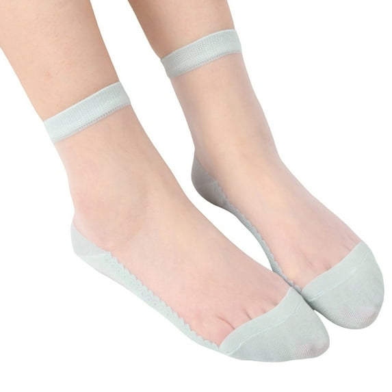 wxqfashion Socks for Women Women Solid Basic Crystal Sheer Socks Lightweight Breathable Casual Daily Wear Multi Color Selection