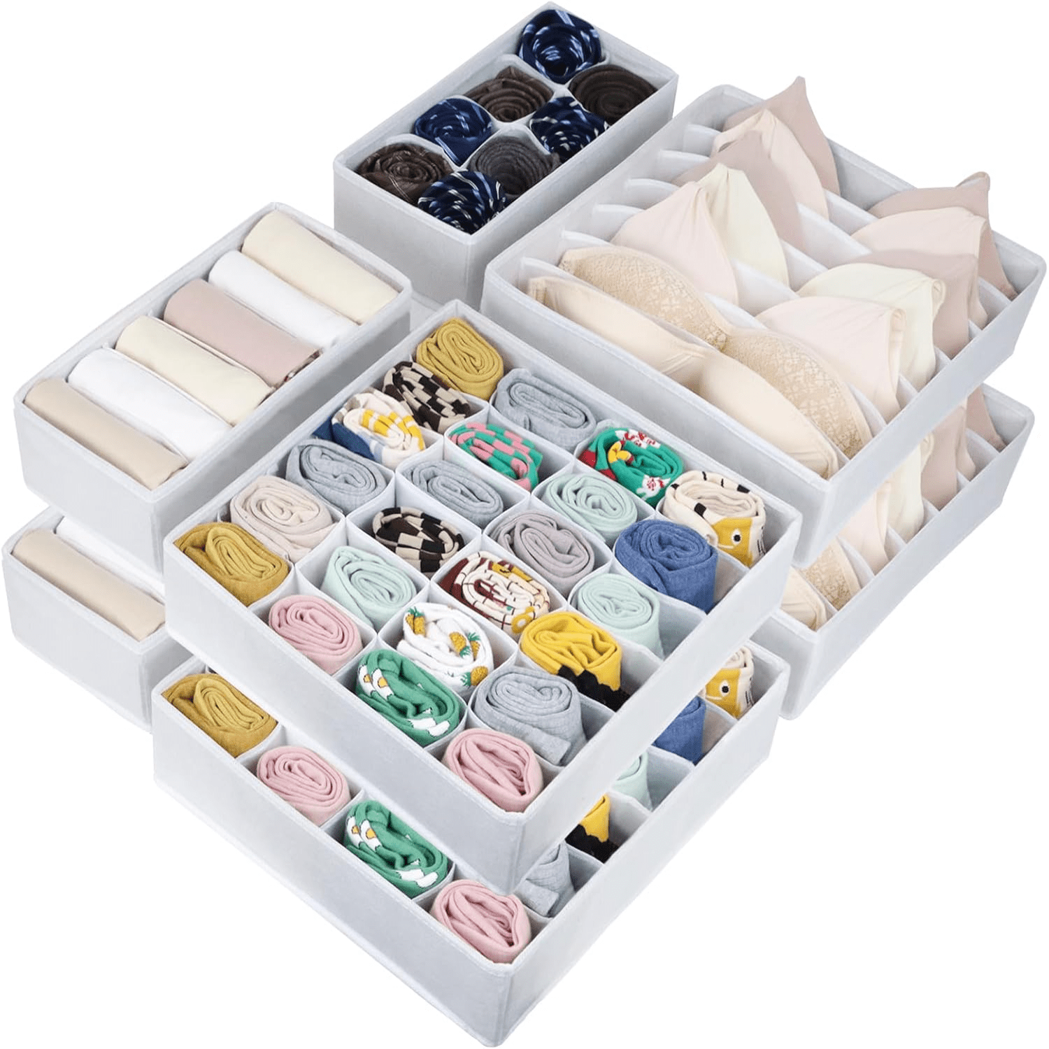wxysydf 6 Pack Drawer Organizers for Clothes Foldable Underwear ...