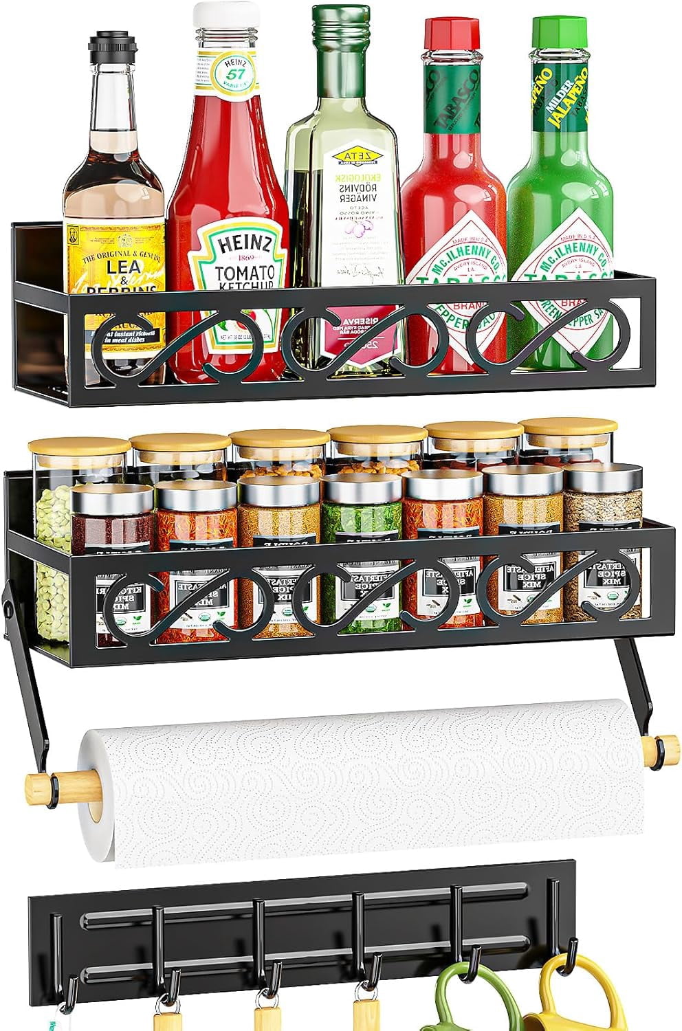 wxysydf Spice Racks Magnetic for Refrigerator Magnetic Spice Shelves ...