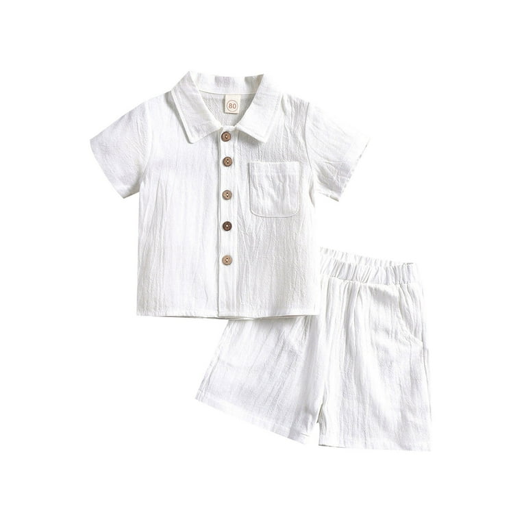 Boys Girls Fashion Clothes Summer Comfy Outfits Kids Cute Short Sleeve  T-Shirt Top Shorts Set Newborn Solid Casual Clothing