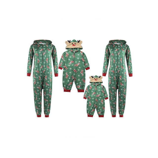 wybzd Family Christmas Pjs Matching Sets Jumpsuit Onesie with Hood