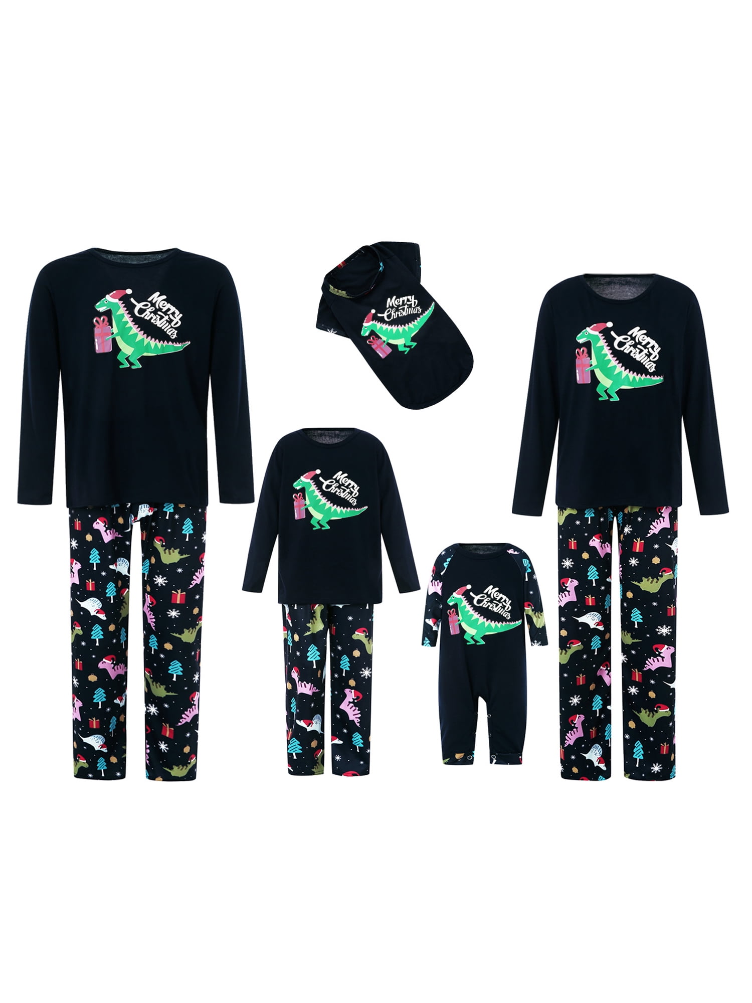 wybzd Family Pajamas Matching Sets Christmas Dinosaur Sleepwear for