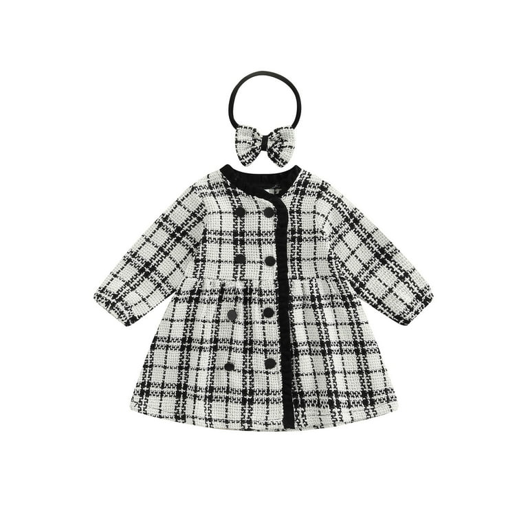 wybzd Infant Baby Girl Fall Skirt Cute Outfits Long Sleeve Plaid A-line Mesh  Tulle Mini Dress Clothes Set Black 3-6 Months 